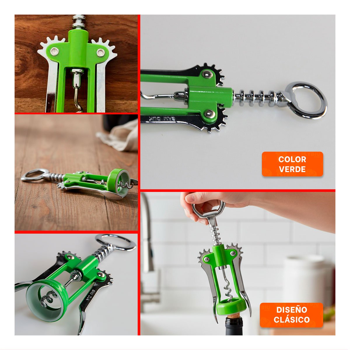PACK2 UTENSILIO VERDE MANUAL 16,5 CM FUNCIONAL PARA BOTELLAS Y+PAPEL REGALO - 3