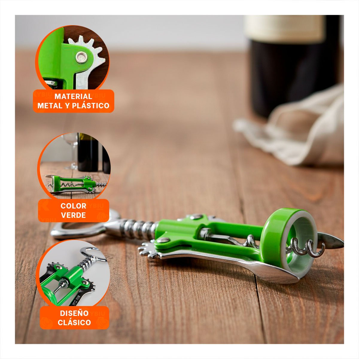 PACK2 UTENSILIO VERDE MANUAL 16,5 CM FUNCIONAL PARA BOTELLAS Y+PAPEL REGALO - 5