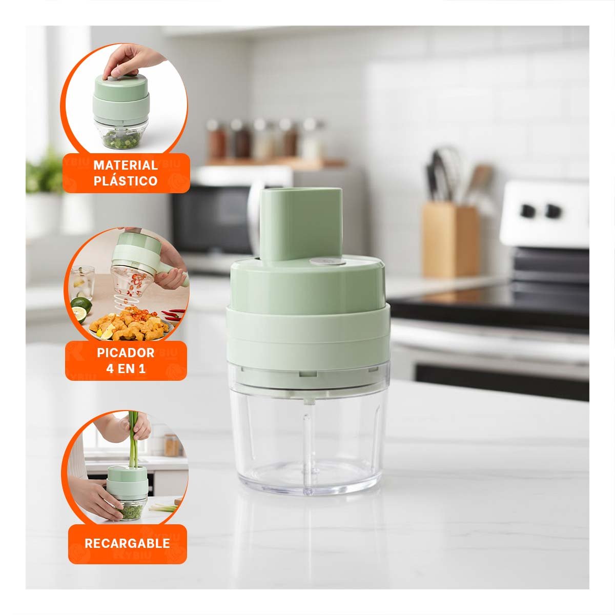 ACCESORIO MANUAL CON JARRA MEDIDORA 1000 ML COLOR CELESTE Y+POST IT - 2