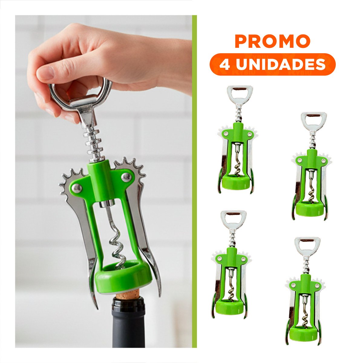 PACK4 ACCESORIO VERDE 16,5 CM MANUAL PARA COCINA Y+REGALO STICKER - 1
