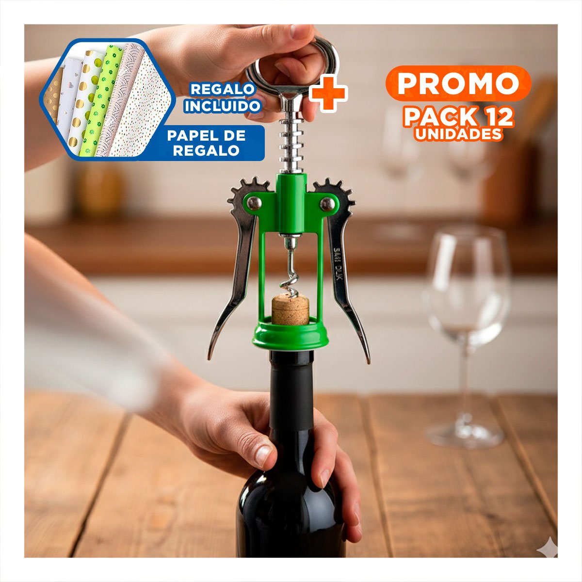 PACK12 HERRAMIENTA VERDE 16,5 CM MANUAL USO DIARIO EN COCINA Y+PAPEL REGALO - 1