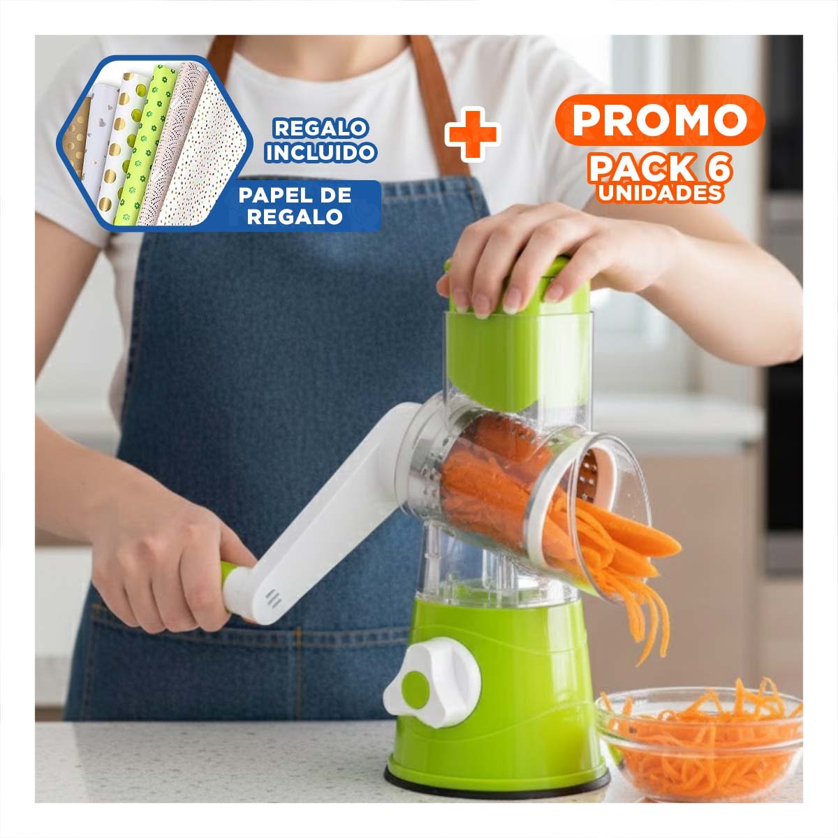 PACK6 HERRAMIENTA FUNCIONAL PARA PREPARAR JUGO CASERO CELESTE Y+PAPEL REGALO - 1