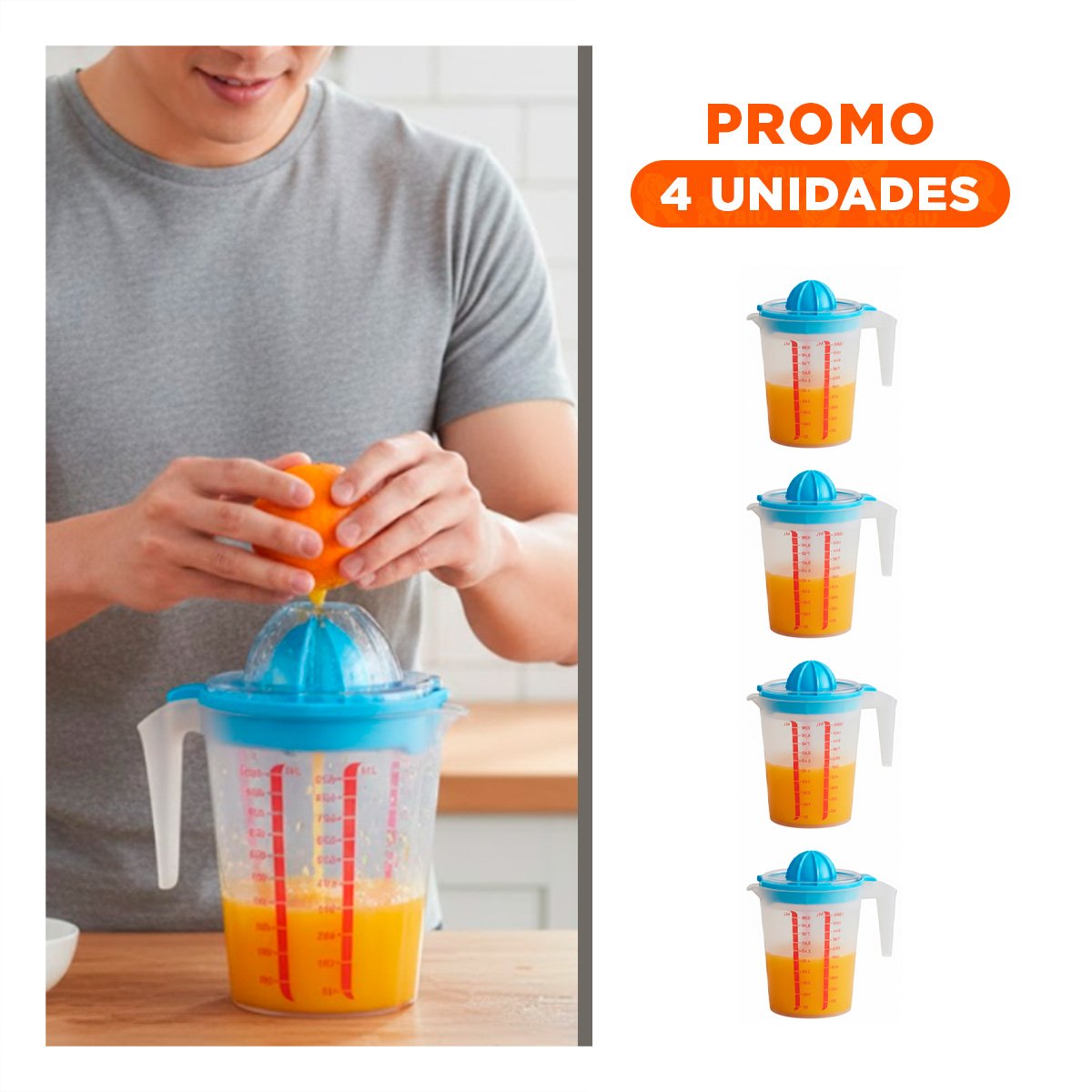 PACK4 HERRAMIENTA PRACTICA PARA EXPRIMIR NARANJA NATURAL CELESTE Y+REGALO STICKER - 1