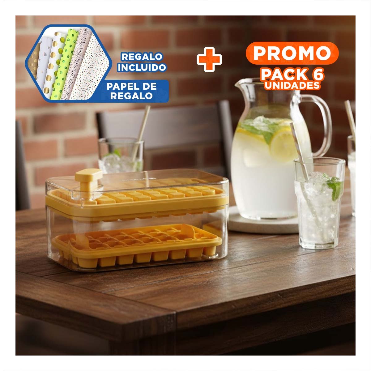 PACK6 ACCESORIO DOBLE BLANCO PARA HIELO CON FACIL DESMOLDE Y+PAPEL REGALO - 1