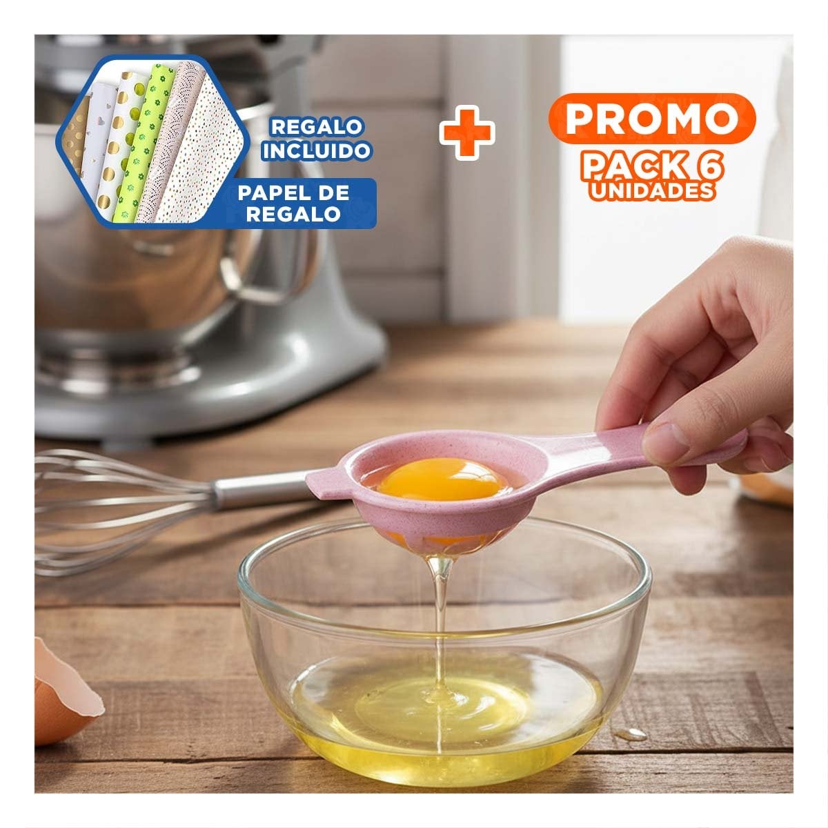 PACK6 HERRAMIENTA FUNCIONAL PARA PREPARAR JUGO CASERO CELESTE Y+PAPEL REGALO - 1