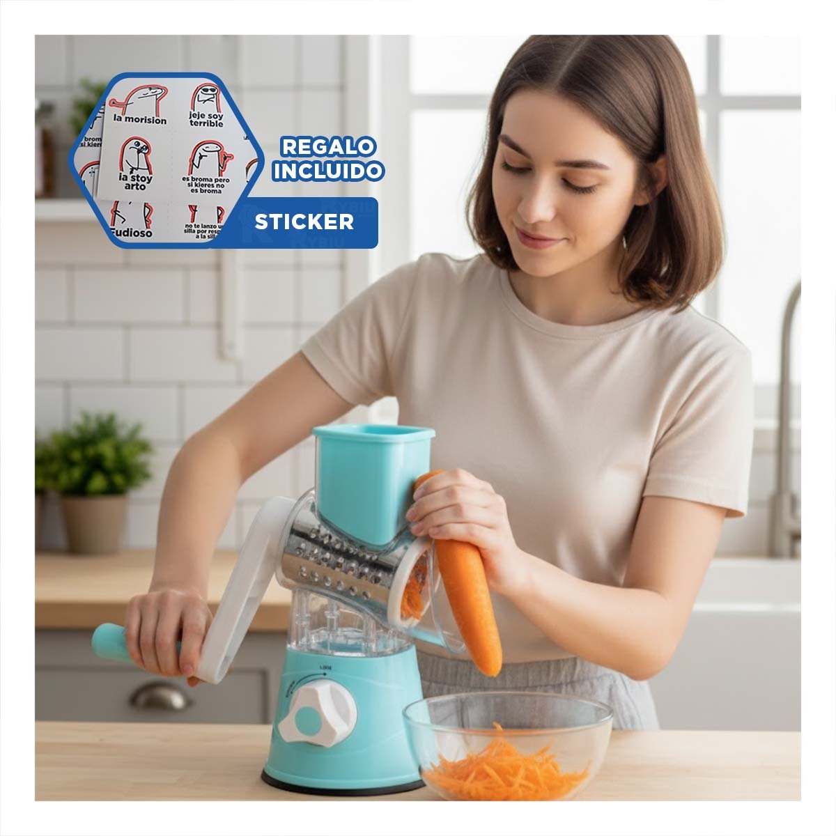 UTENSILIO FUNCIONAL PARA EXPRIMIR CITRICOS 1000 ML CELESTE Y+REGALO STICKER - 1