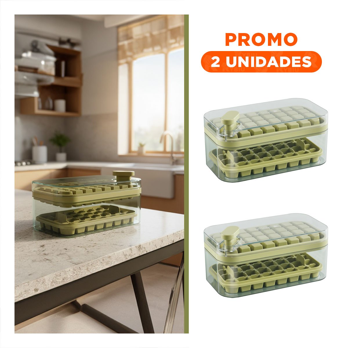 PACK2 RECIPIENTE MODERNO MORADO CON SISTEMA CLIC SEGURO - 1