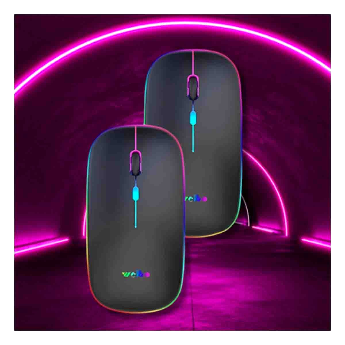 PACK6 EQUIPO INALAMBRICO TIPO MOUSE NEGRO PARA LAPTOP Y PC DE OFICINA MODERNA - 2