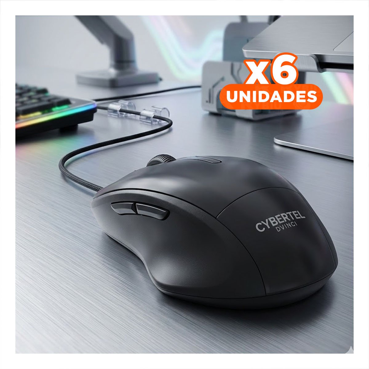 PACK6 UNIDAD INALAMBRICA NEGRA COMPACTA CON SENSOR SENSIBLE Y CONECTIVIDAD Y+REGALO STICKER - 1