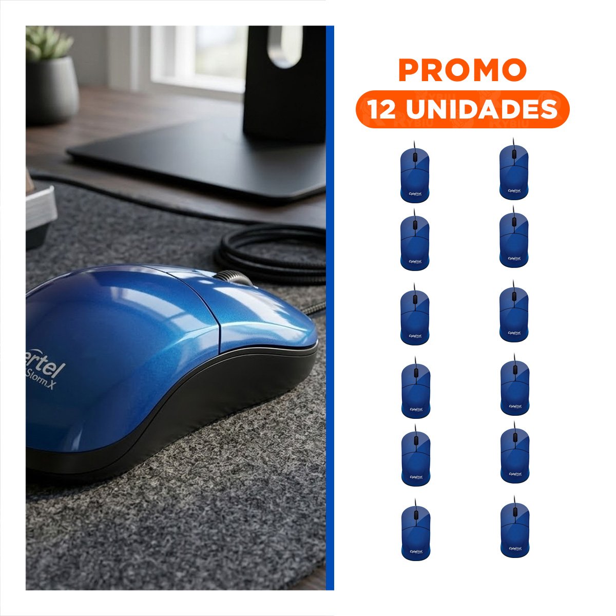 PACK12 DISPOSITIVO AZUL INALAMBRICO CON MOVIMIENTO FLUIDO Y ERGONOMICO Y+REGALO STICKER - 1