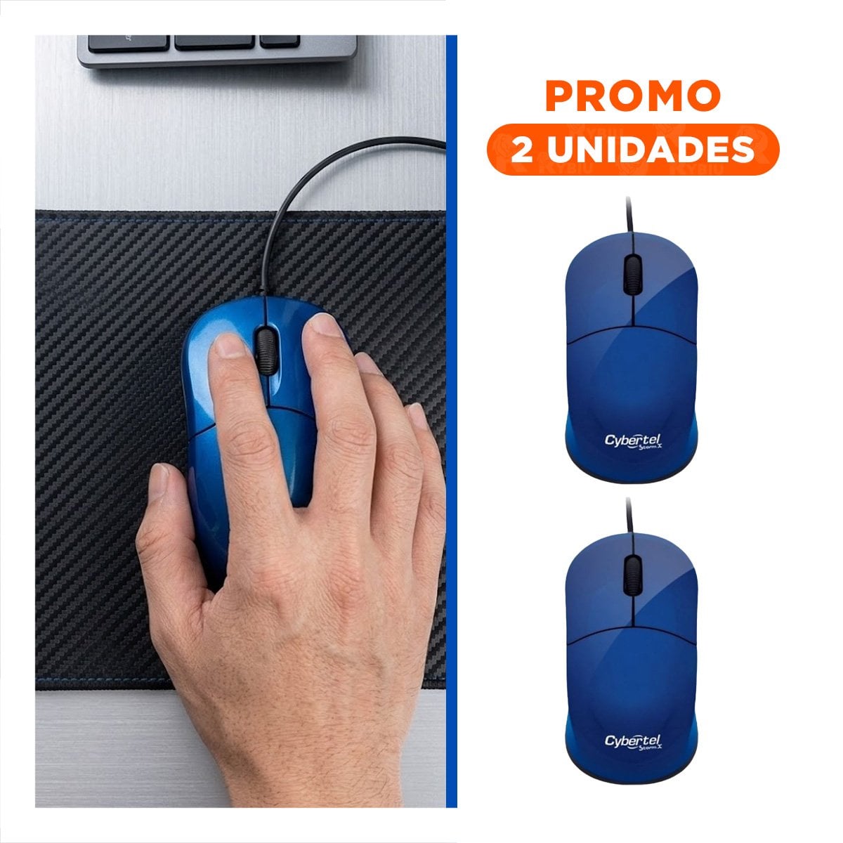 PACK2 RATÓN AZUL PORTATIL CON BOTONES PROGRAMABLES Y DISEÑO MODERNO - 1