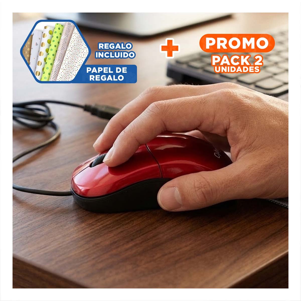 PACK2 DISPOSITIVO ROJO INALAMBRICO CON BOTONES PROGRAMABLES Y CONTROL TOTAL Y+PAPEL REGALO - 1