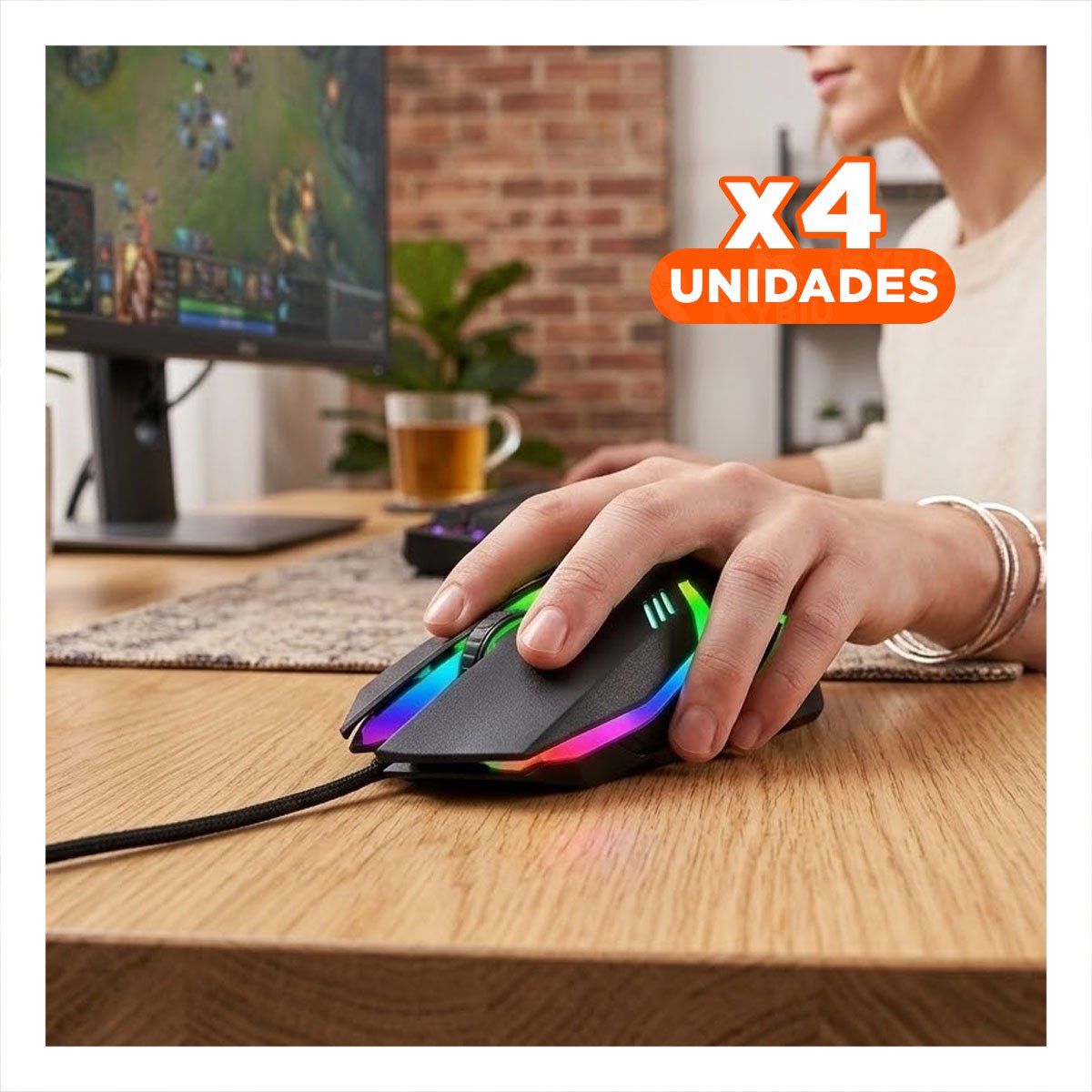 PACK4 RATON GAMING CON ILUMINACION LED Y DISENO ERGONOMICO PARA JUEGOS - 1