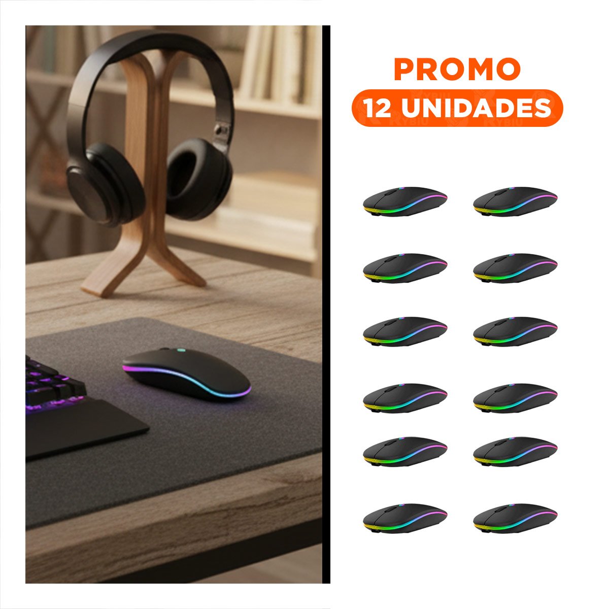 PACK12 APUNTADOR DIGITAL INALAMBRICO NEGRO PARA COMPUTADORA DE ESCRITORIO Y+REGALO STICKER - 1