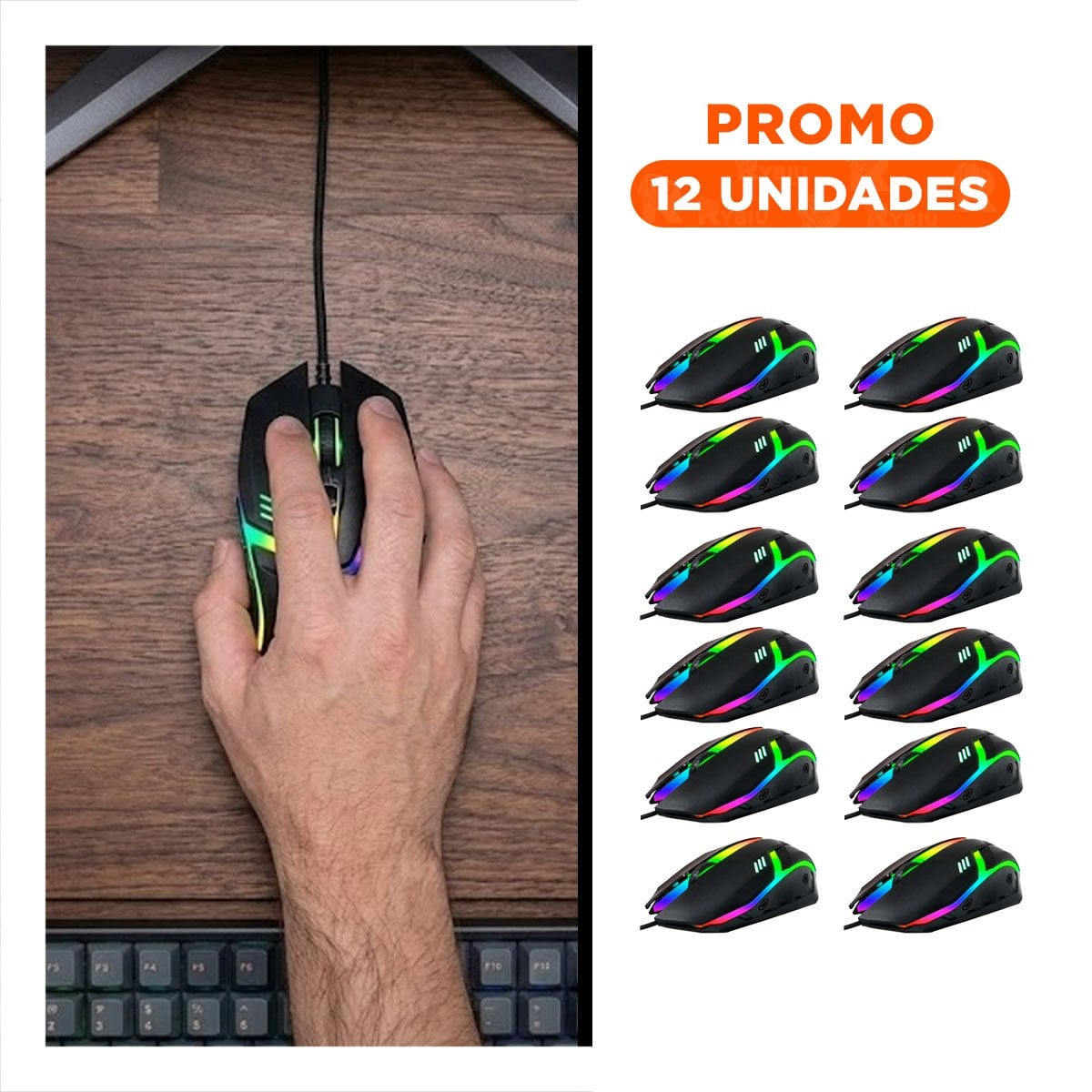 PACK12 DISPOSITIVO GAMER CON LUCES LED Y FORMA LIGERA PARA COMPUTADORA Y+REGALO STICKER - 1