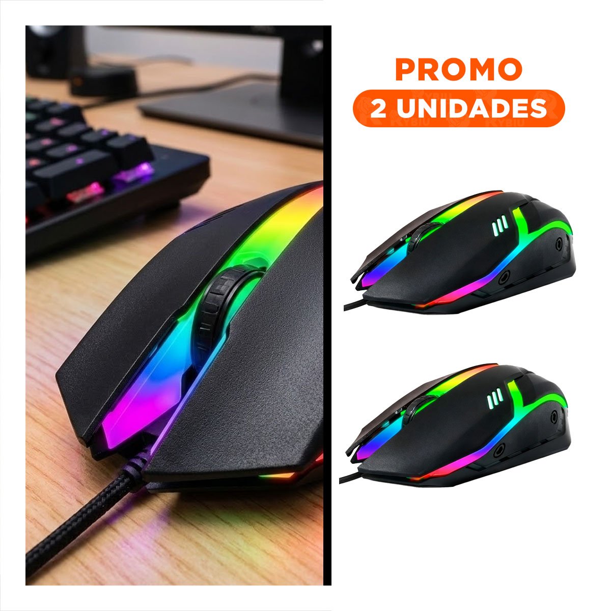PACK2 CONTROLADOR GAMER CON LUCES LED Y DISENO ERGONOMICO PARA JUEGO EN PC - 1