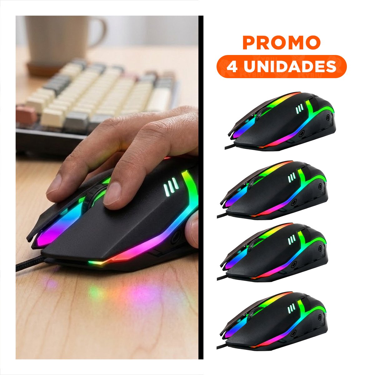PACK4 CONTROLADOR GAMING CON ILUMINACION LED Y ESTILO MODERNO Y+REGALO STICKER - 1