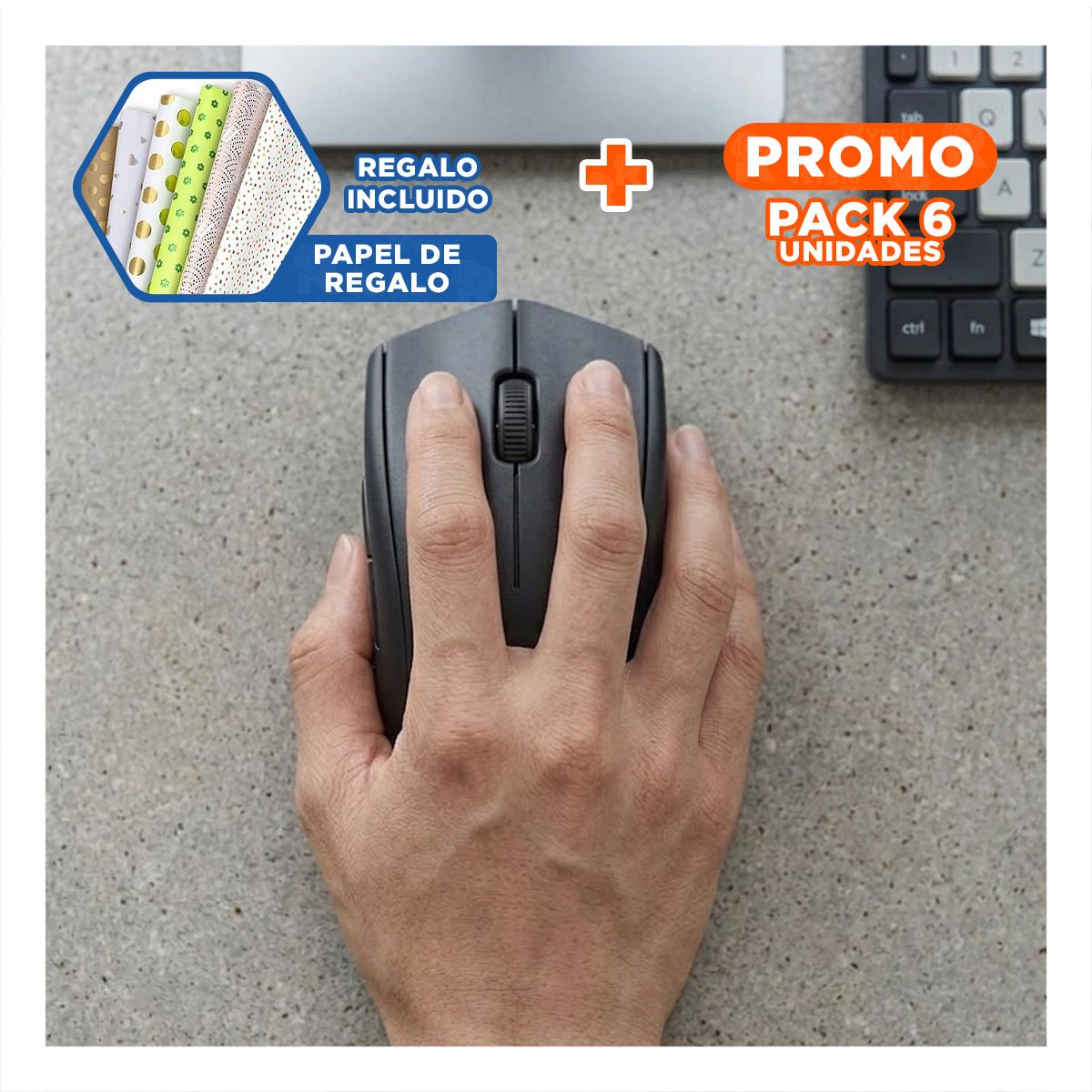 PACK6 CONTROLADOR CABLEADO NEGRO CON CONEXION USB Y PRECISION ESTABLE Y+PAPEL REGALO - 1