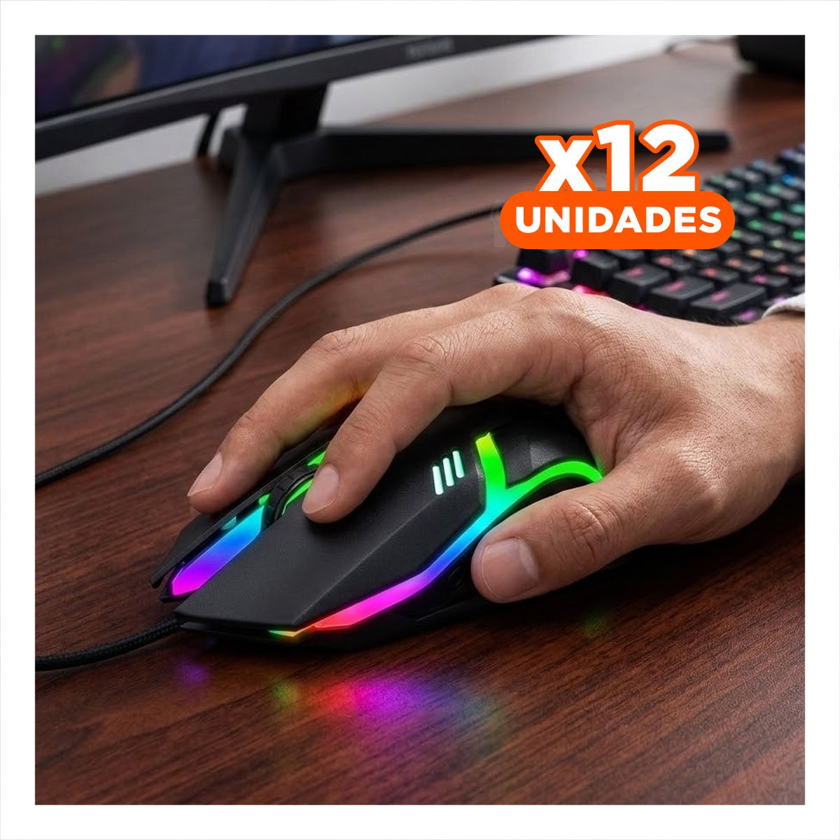 PACK12 APUNTADOR GAMER CON LUCES LED Y ESTILO MODERNO PARA NAVEGACION EN PC - 1
