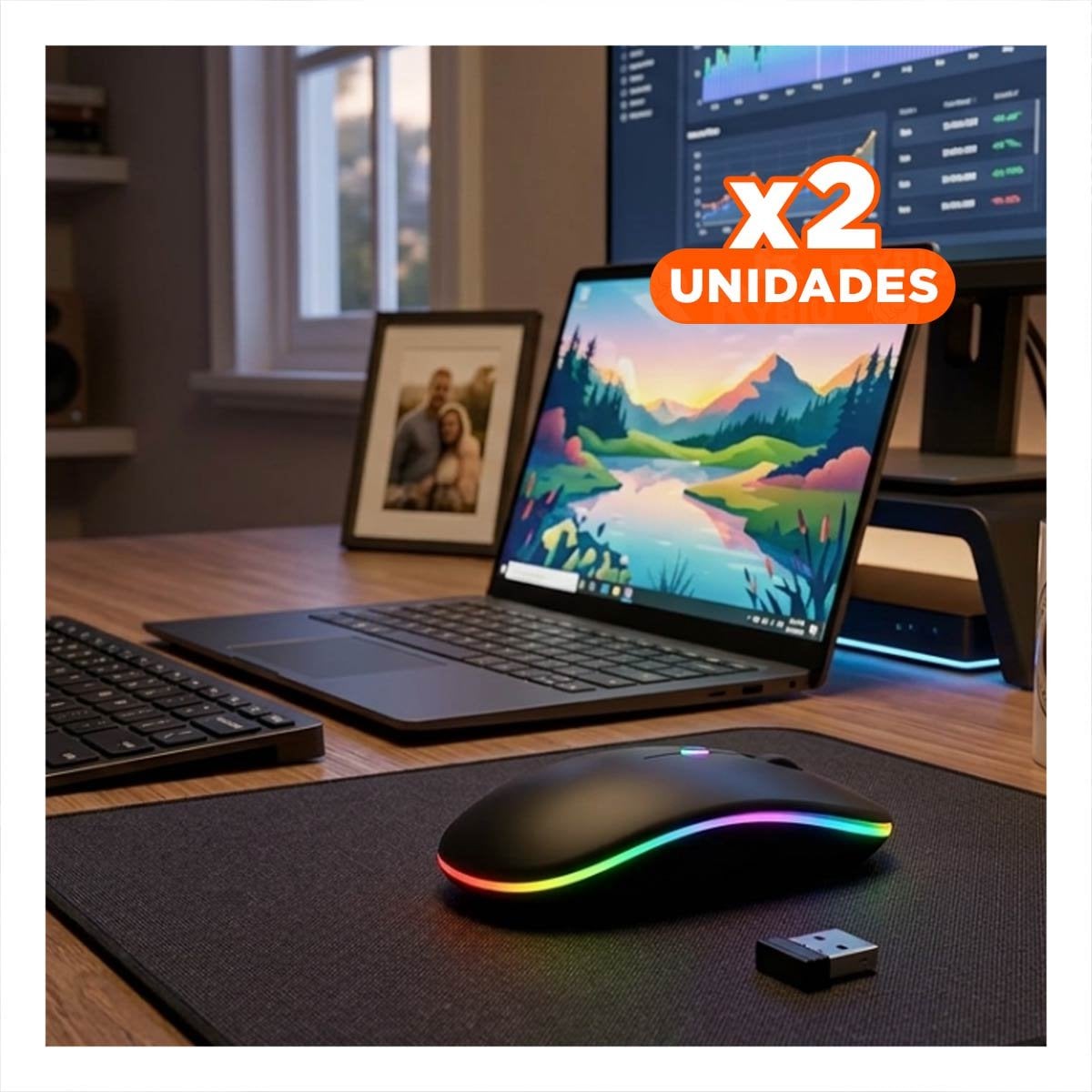 PACK2 PERIFERICO INALAMBRICO TIPO MOUSE NEGRO PARA LAPTOP Y PC DE USO DIARIO Y+REGALO STICKER - 1
