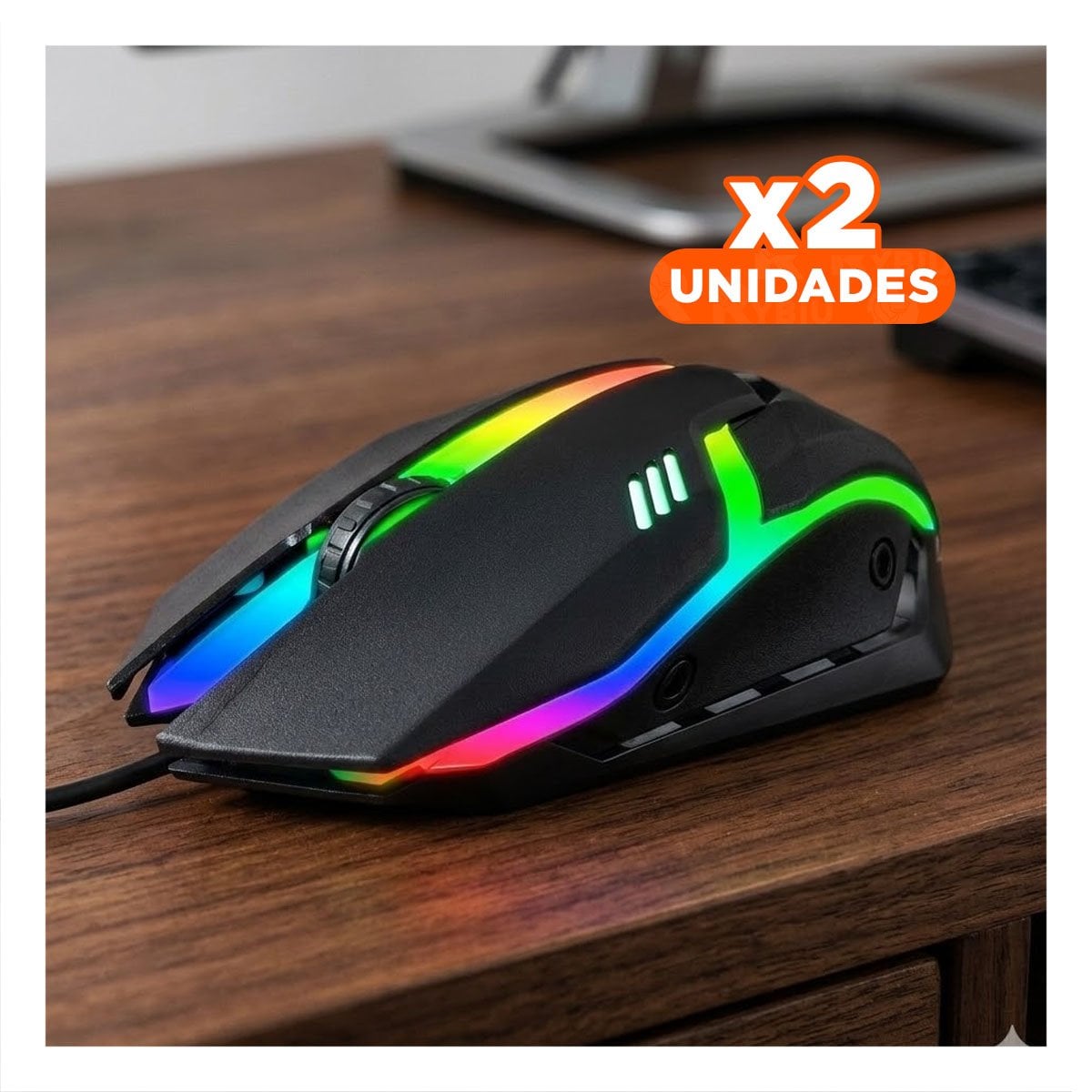 PACK2 MOUSE GAMING CON LUCES LED Y ESTILO MODERNO PARA ESCRITORIO Y+REGALO STICKER - 1