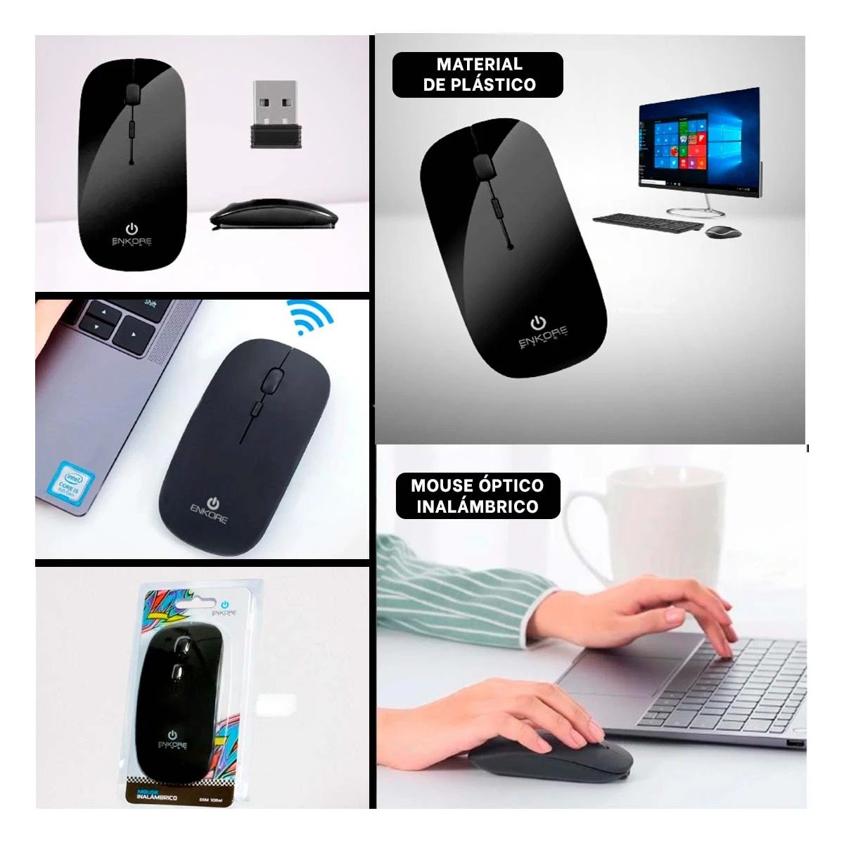 PACK6 UNIDAD INALAMBRICA NEGRA PORTATIL CON TECNOLOGIA TOUCH Y BOTONES RAPIDOS Y+PAPEL REGALO - 3