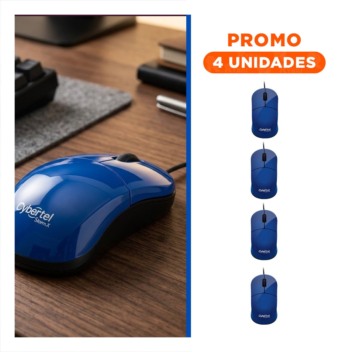 PACK4 RATÓN AZUL ERGONOMICO PARA PC CON BOTONES RAPIDOS Y PRECISIÓN Y+REGALO STICKER - 1