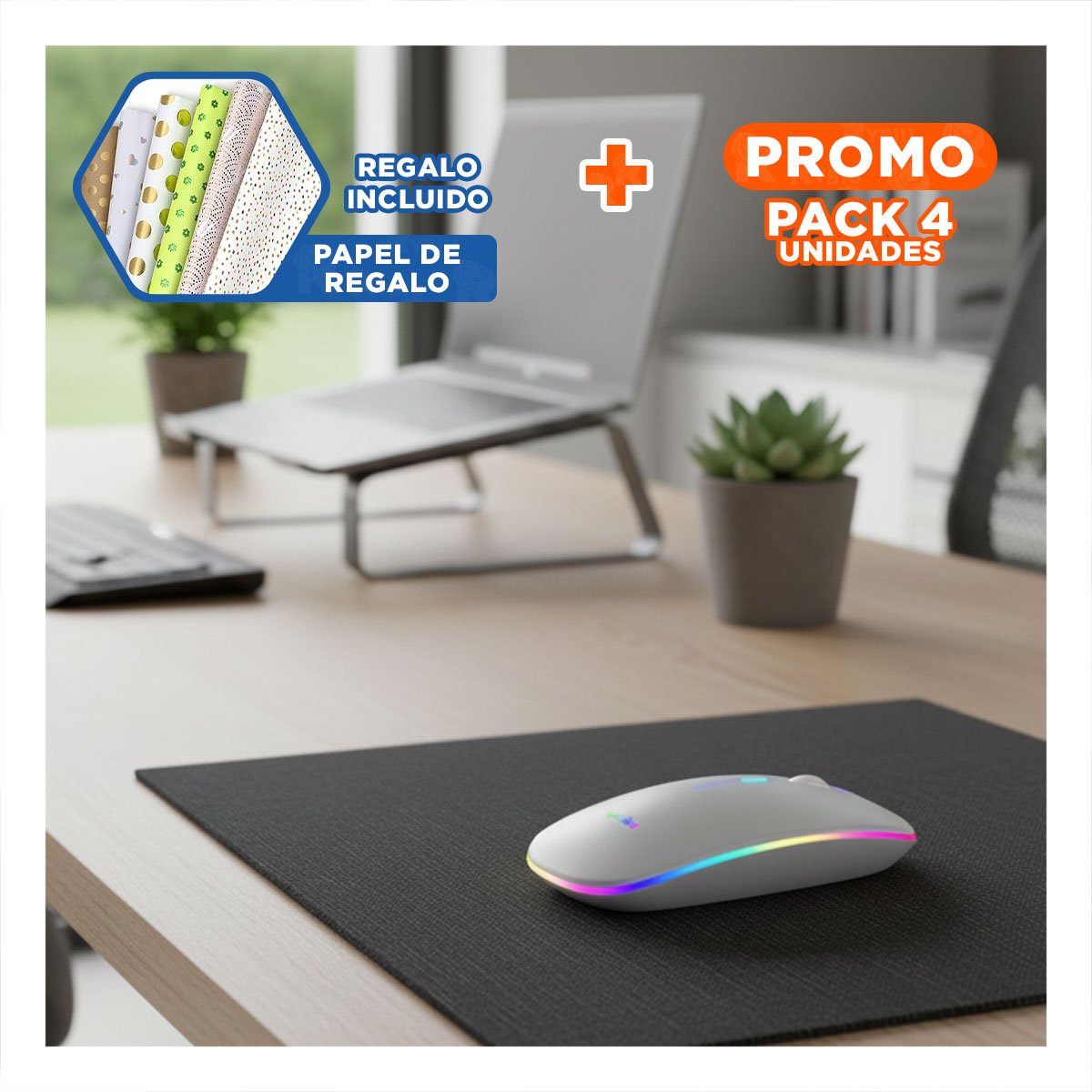PACK4 APUNTADOR DIGITAL INALAMBRICO PLOMO PARA COMPUTADORA PORTATIL Y OFICINA Y+PAPEL REGALO - 1