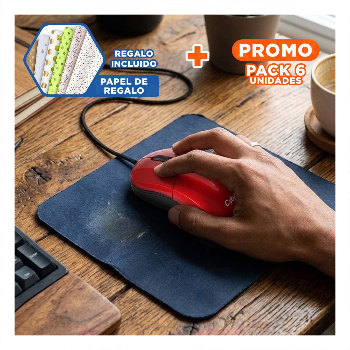 PACK6 CONTROL ROJO INALAMBRICO PARA JUEGOS CON ERGONOMICO Y PRECISIÓN ALTA Y+PAPEL REGALO - 1