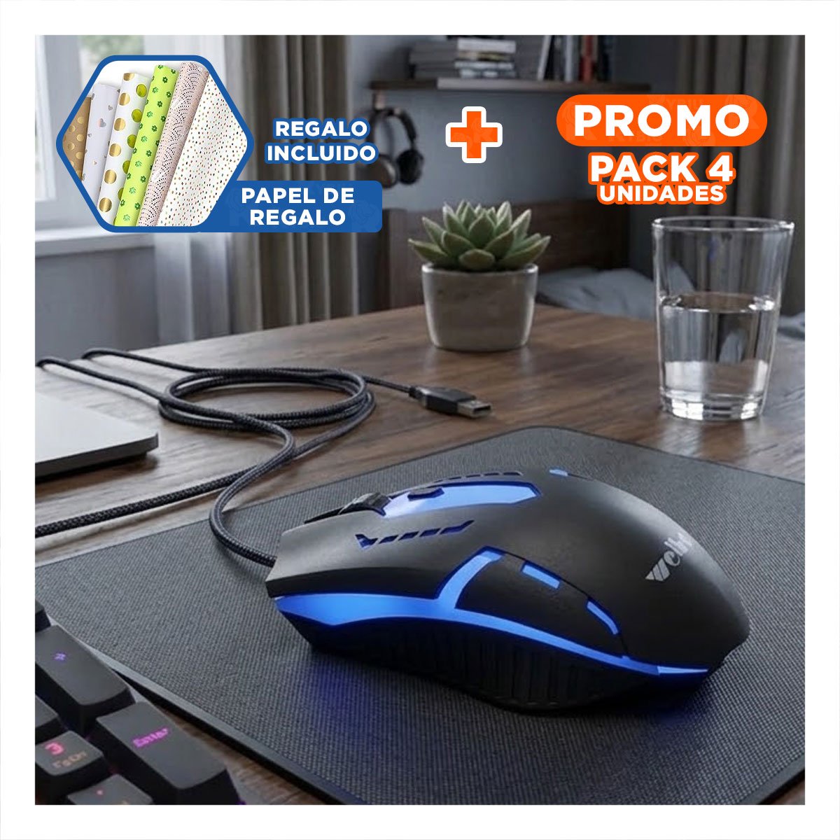 PACK4 APUNTADOR NEGRO PARA LAPTOP Y ESTUDIO CON MOVIMIENTO PRECISO Y NAVEGACION Y+PAPEL REGALO - 1