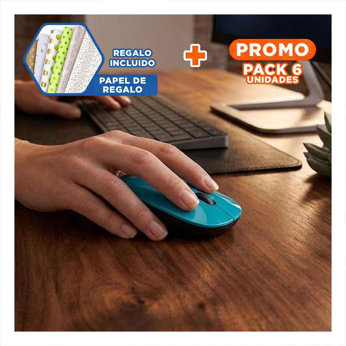 PACK6 PERIFERICO CELESTE PORTATIL CON TECNOLOGIA TOUCH Y MOVIMIENTO FLUIDO Y+PAPEL REGALO - 1