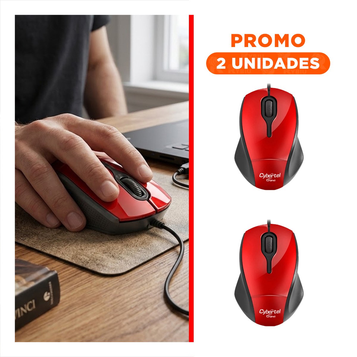 PACK2 RATÓN ROJO PORTATIL CON BOTONES PROGRAMABLES Y DISEÑO MODERNO - 1