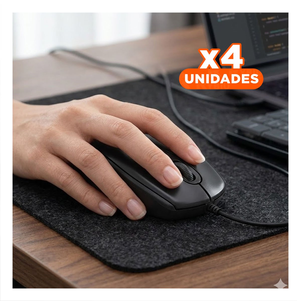 PACK4 UNIDAD PORTATIL NEGRA CON LUCES LED Y TECNOLOGIA TOUCH PARA OFICINA - 1