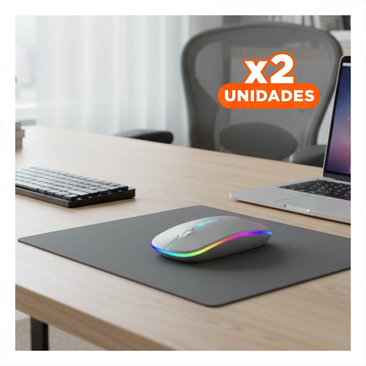PACK2 CONTROLADOR INALAMBRICO TIPO MOUSE PLOMO PARA COMPUTADORA DE ESCRITORIO Y+REGALO STICKER - 1