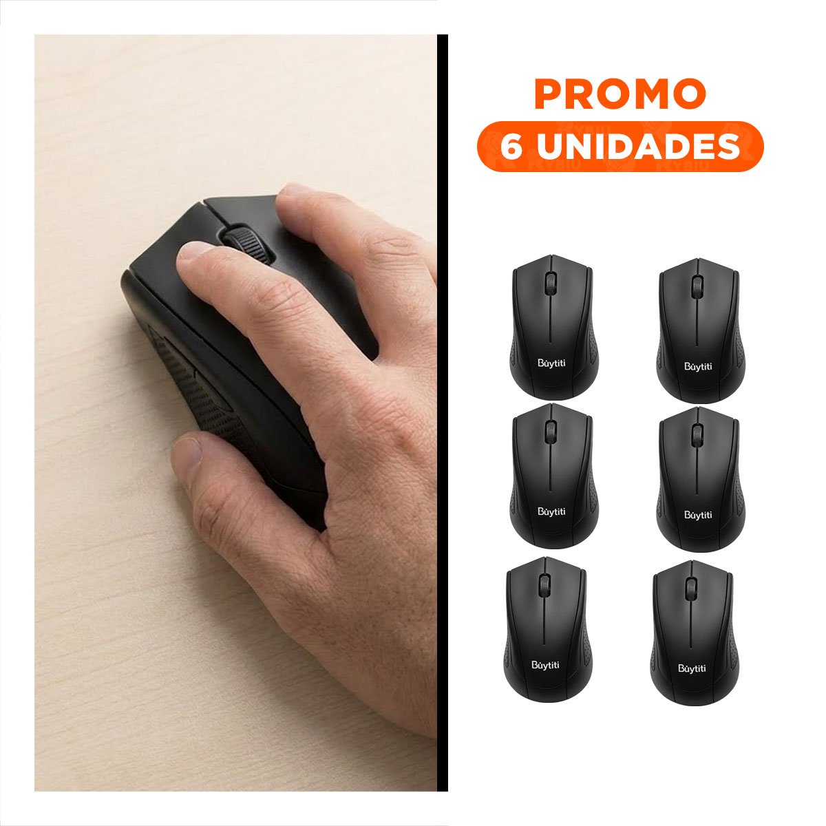 PACK6 DISPOSITIVO CABLEADO NEGRO CON PUERTO USB Y DISENO COMODO PARA TRABAJO - 1