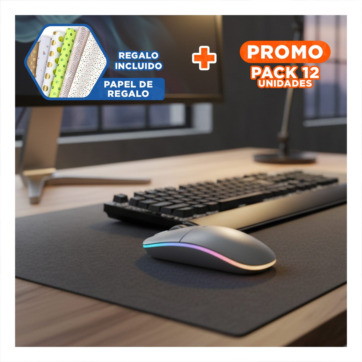 PACK12 APUNTADOR COMPACTO BLANCO PARA MOVIMIENTOS COMODOS EN LAPTOP Y+PAPEL REGALO - 1