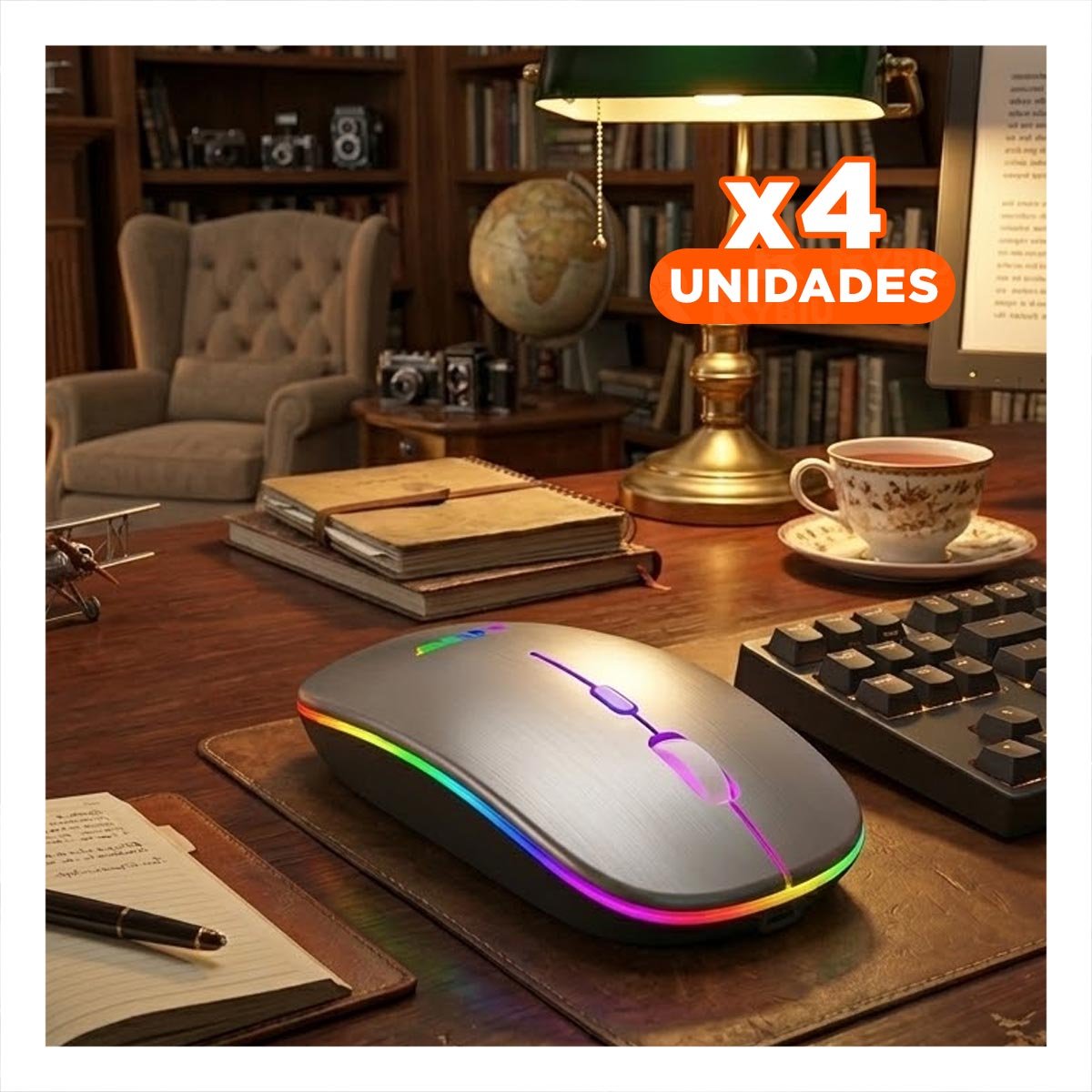 PACK4 NAVEGADOR INALAMBRICO TIPO MOUSE PLOMO PARA LAPTOP Y PC DE USO DIARIO - 1