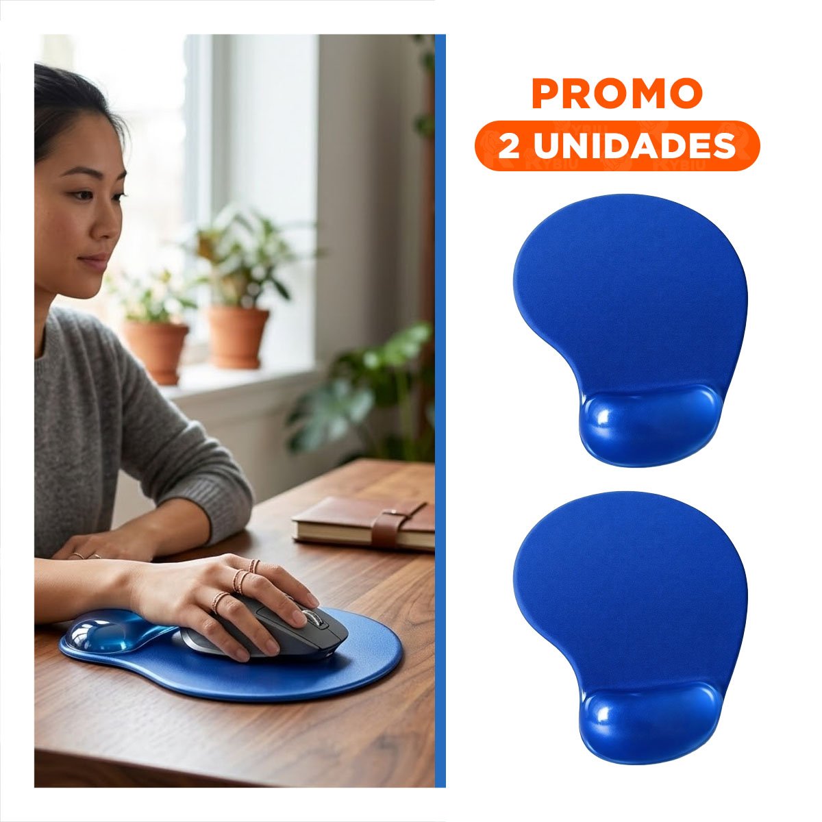 PACK2 SOPORTE GEL PEQUEÑO AZUL CON DISENO COMODO PARA USO DIARIO EN PC - 1