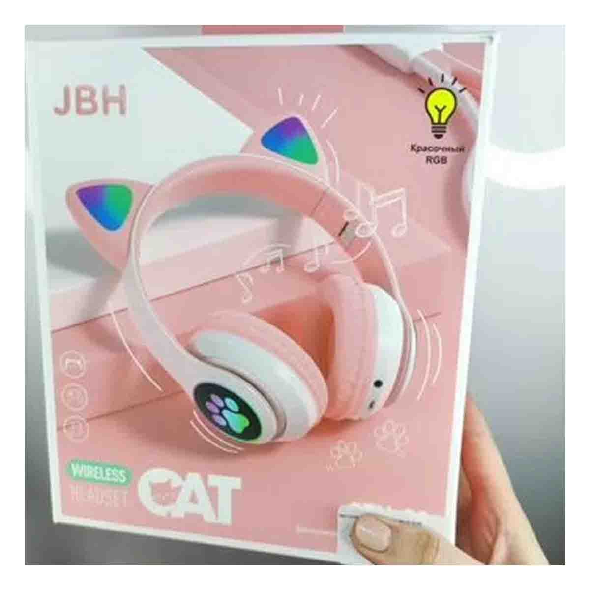 PACK4 AUDIFONOS DEPORTIVOS TIPO GATO CON LUCES CON HUELLITAS PARA RELAJACION ROSADO - 3