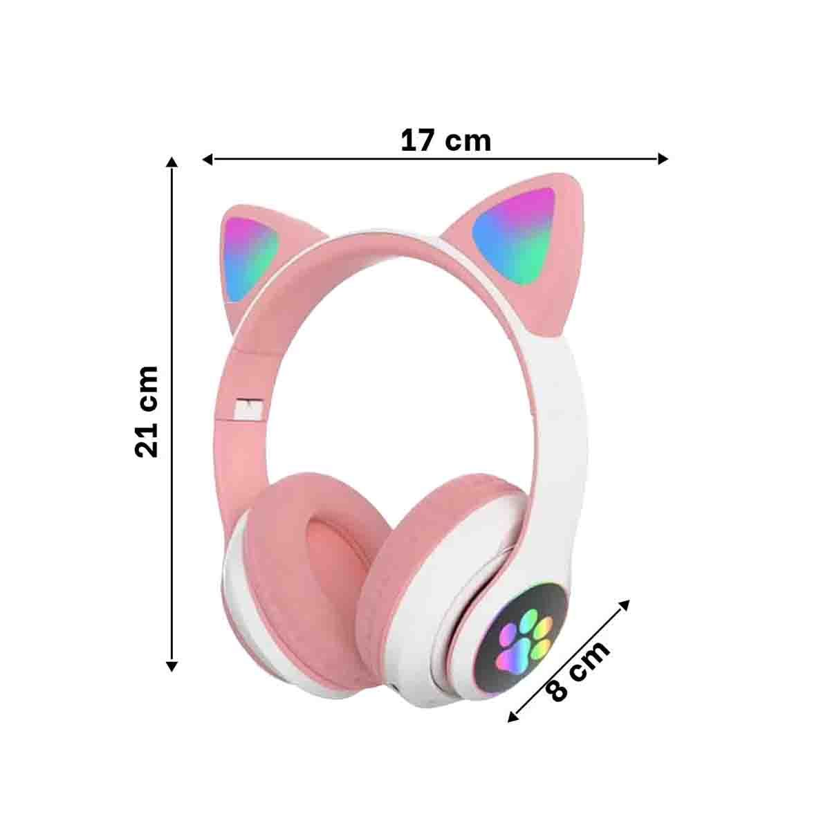 PACK4 AUDIFONOS DEPORTIVOS TIPO GATO CON LUCES CON HUELLITAS PARA RELAJACION ROSADO - 4