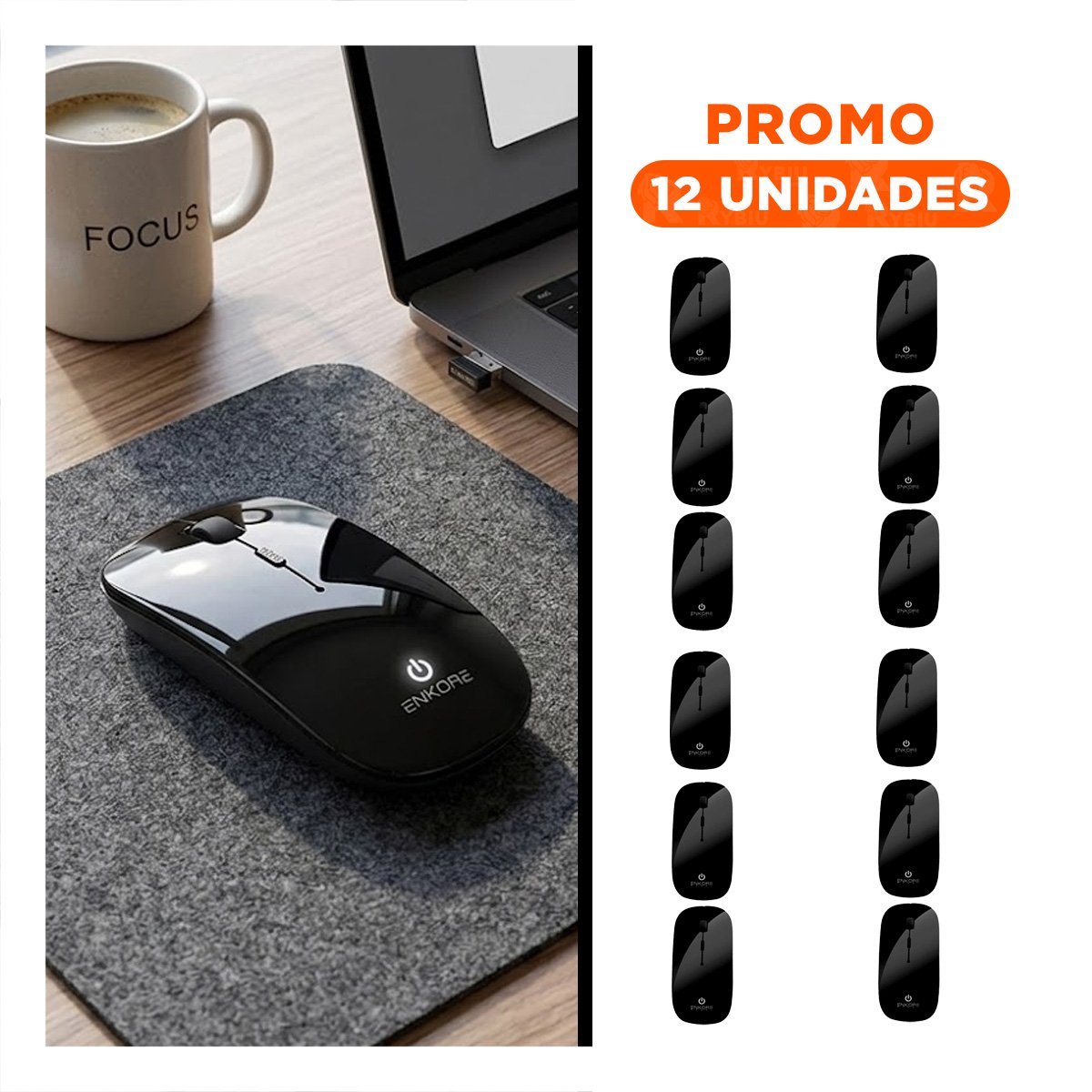 PACK12 PERIFERICO NEGRO INALAMBRICO CON DISEÑO MODERNO Y BOTONES PROGRAMABLES Y+REGALO STICKER - 1