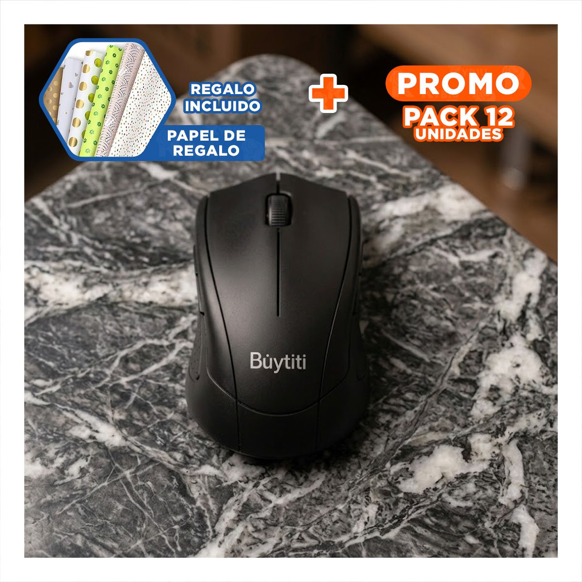 PACK12 APUNTADOR PORTATIL NEGRO CON CABLE USB Y CONTROL SUAVE PARA COMPUTADORA Y+PAPEL REGALO - 1