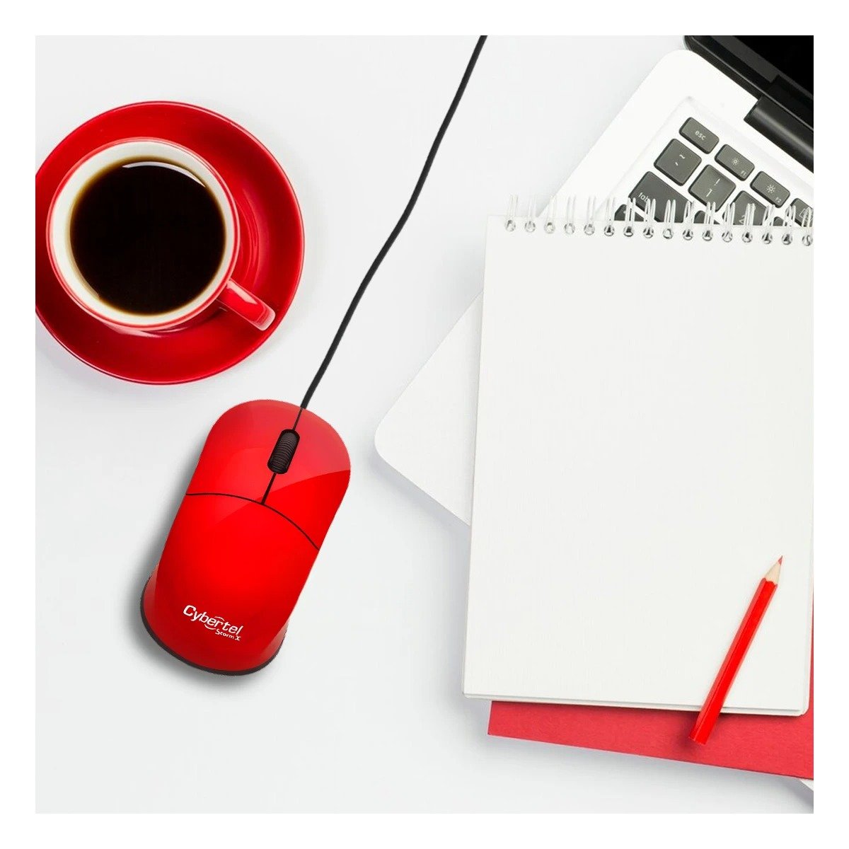 PACK12 RATÓN ROJO ERGONOMICO PARA PC CON BOTONES RAPIDOS Y PRECISIÓN Y+PAPEL REGALO - 5