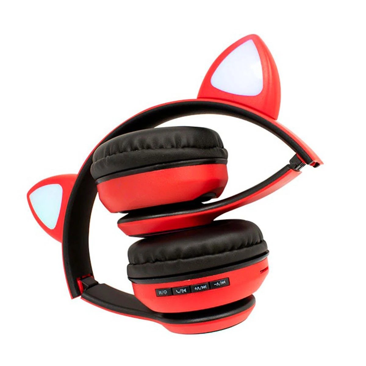 CASCOS WIRELESS TIPO GATO CON LUCES CON HUELLITAS PARA DIVERSION COLOR ROJO Y+LIGAS REGALO - 3