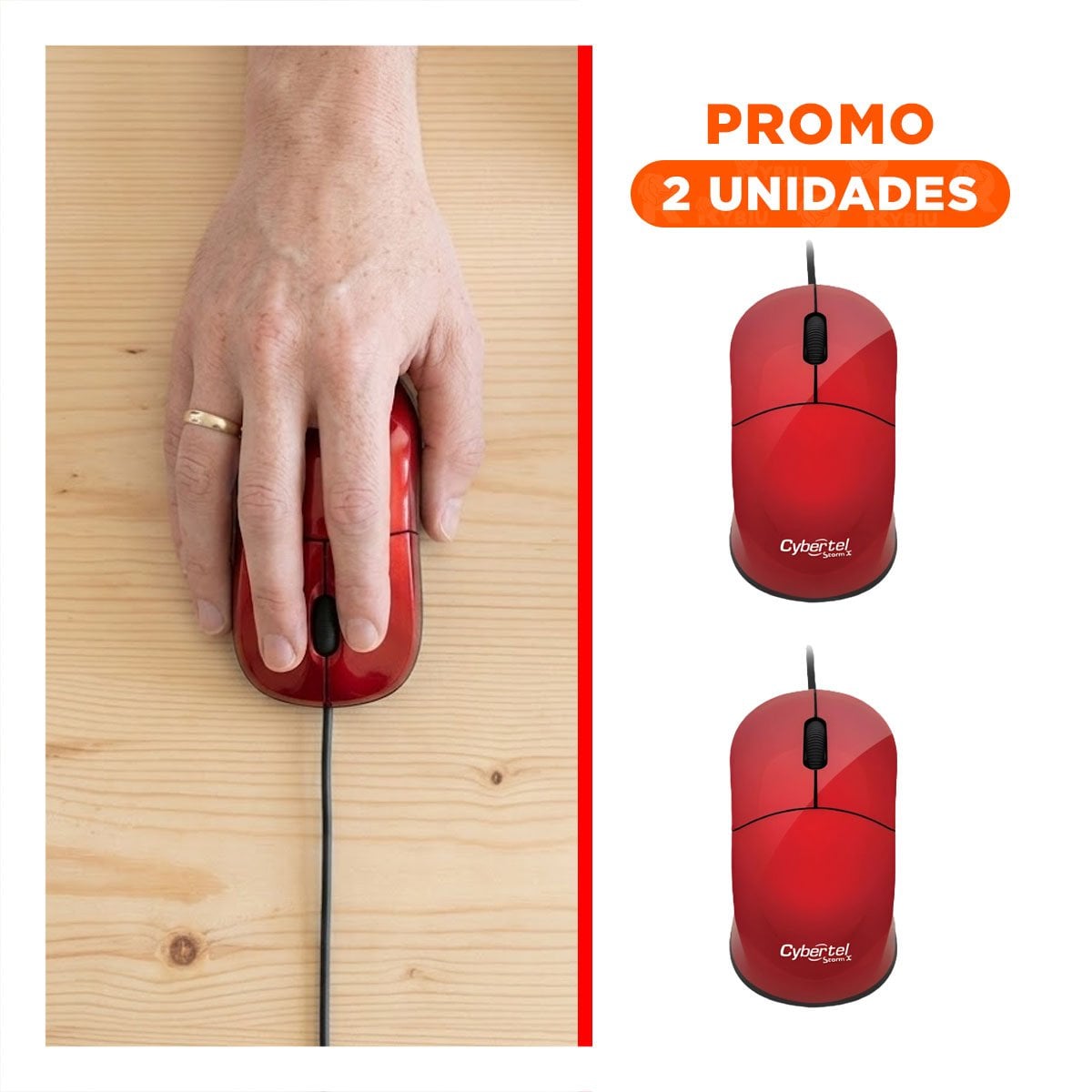 PACK2 RATÓN ROJO GAMER CON SENSOR PRECISO Y CONECTIVIDAD RAPIDA PARA PC - 1