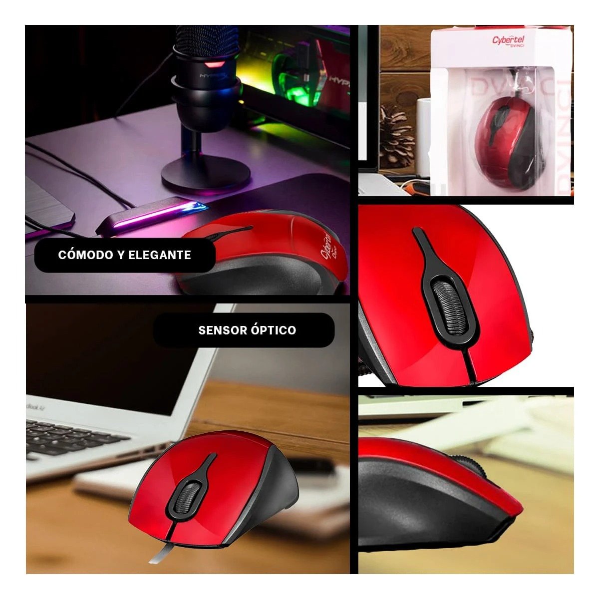 PACK2 DISPOSITIVO ROJO GAMER CON SENSOR PRECISO Y MOVIMIENTO FLUIDO Y+PAPEL REGALO - 3