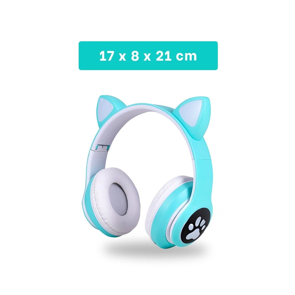 PACK6 AUDIFONOS INALAMBRICO TIPO GATO CON LUCES CON HUELLITAS PARA DIVERSION COLOR VERDE - 4