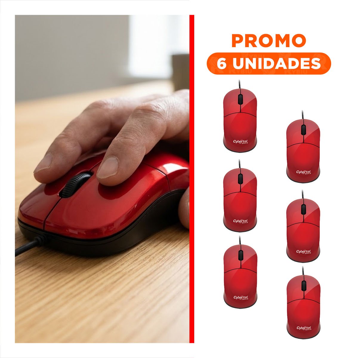 PACK6 DISPOSITIVO ROJO GAMER CON SENSOR PRECISO Y MOVIMIENTO FLUIDO - 1