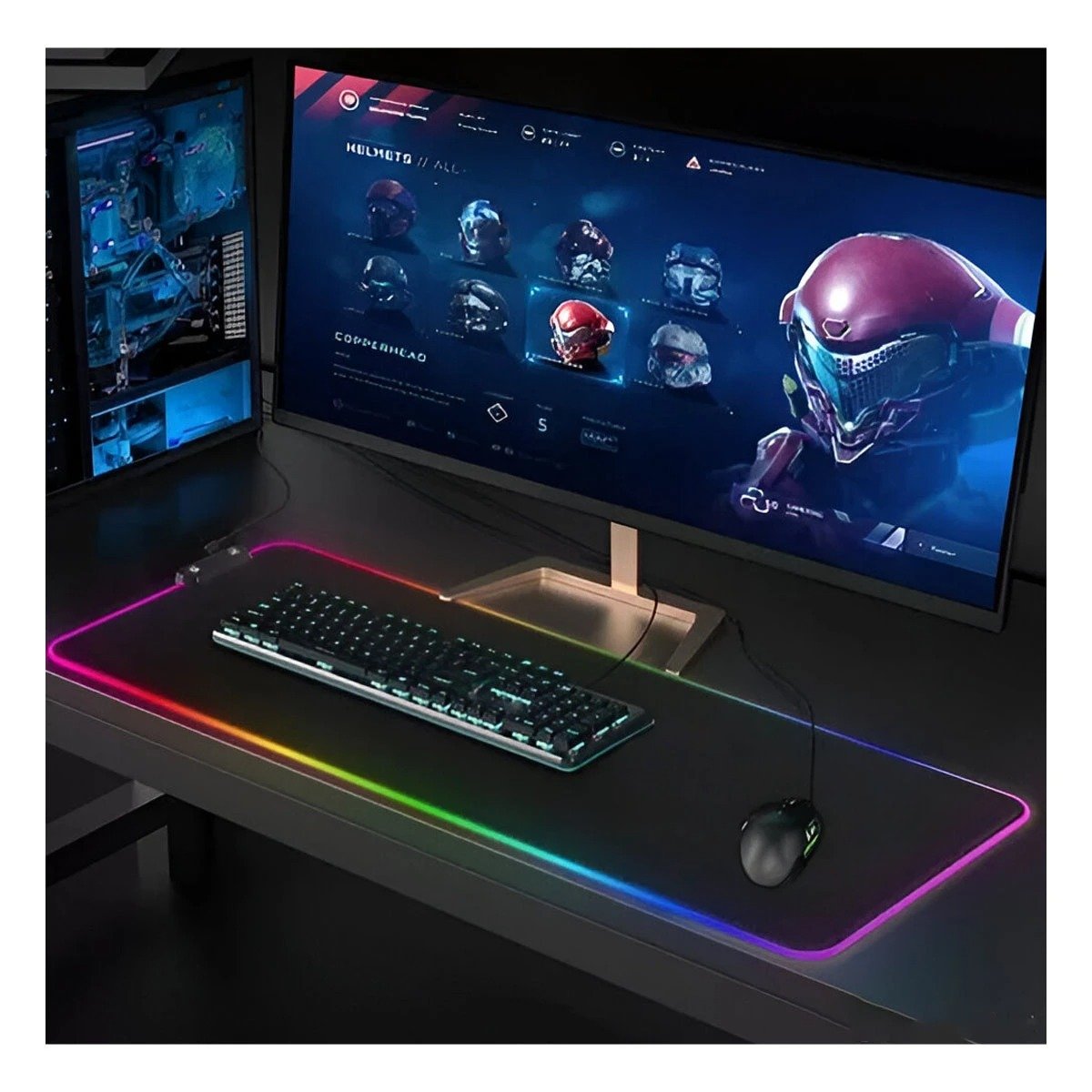 PACK2 MOUSE PAD GAMER RGB CON LUCES LED DISENO AMPLIO Y RESISTENTE - 3