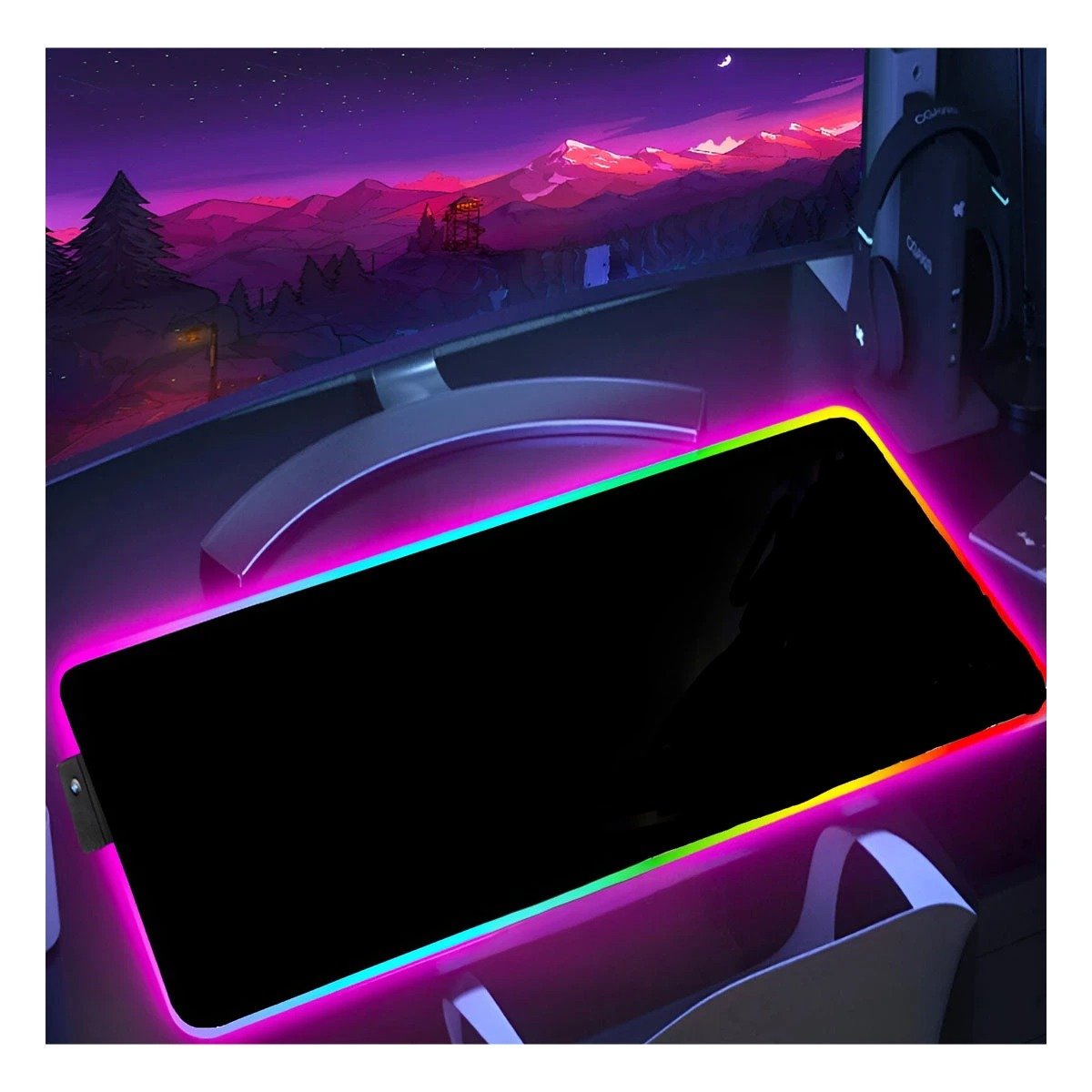 PACK4 MOUSE PAD GAMER RGB CON LUCES LED TECNOLOGIA PORTATIL Y MODERNA Y+REGALO STICKER - 3